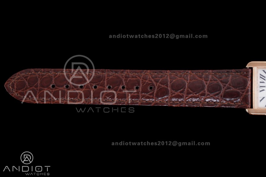 Tank Solo 24.4mm RG AF 1:1 Best Edition White Dial on Brown Croco Leather Strap Ronda Quartz