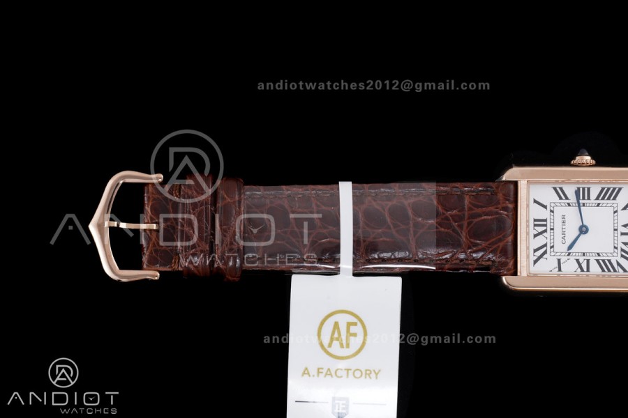 Tank Solo 24.4mm RG AF 1:1 Best Edition White Dial on Brown Croco Leather Strap Ronda Quartz