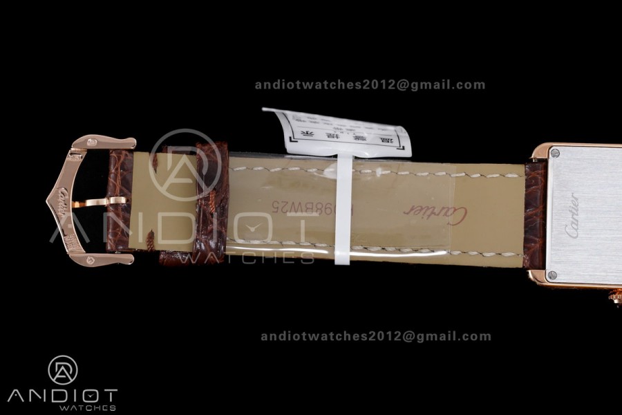 Tank Solo 24.4mm RG AF 1:1 Best Edition White Dial on Brown Croco Leather Strap Ronda Quartz