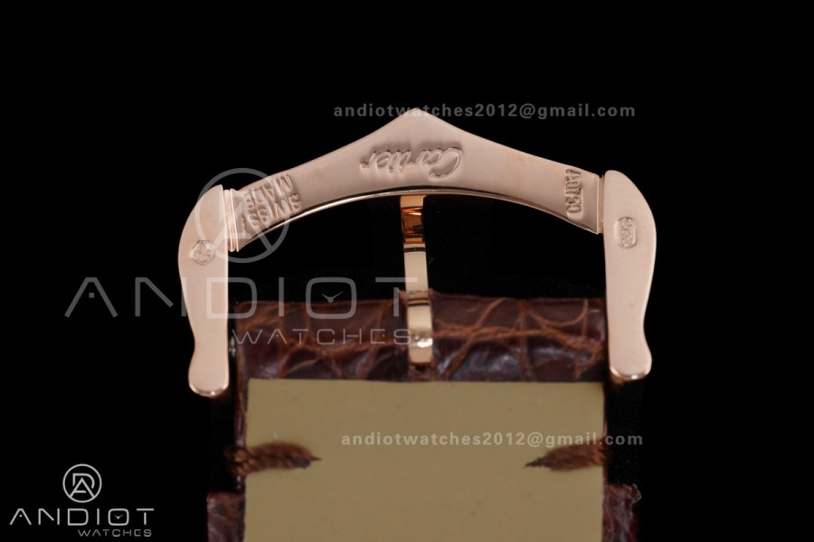 Tank Solo 24.4mm RG AF 1:1 Best Edition White Dial on Brown Croco Leather Strap Ronda Quartz