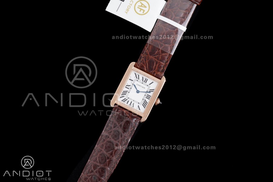 Tank Solo 24.4mm RG AF 1:1 Best Edition White Dial on Brown Croco Leather Strap Ronda Quartz