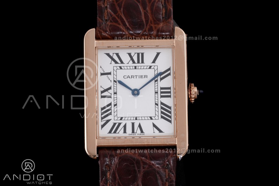 Tank Solo 24.4mm RG AF 1:1 Best Edition White Dial on Brown Croco Leather Strap Ronda Quartz