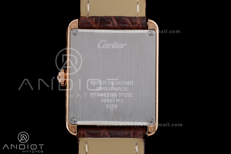 Tank Solo 24.4mm RG AF 1:1 Best Edition White Dial on Brown Croco Leather Strap Ronda Quartz