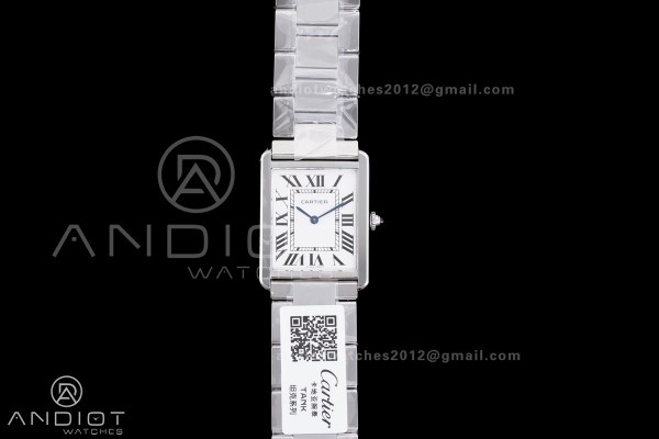 Tank Solo 27.5x34.8mm AF SS White Dial on SS Brace...
