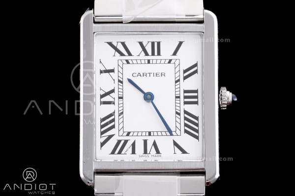 Tank Solo 27.5x34.8mm AF SS White Dial on SS Brace...