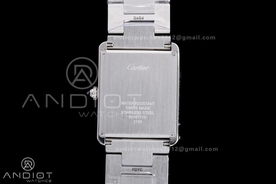 Tank Solo 27.5x34.8mm AF SS White Dial on SS Bracelet Ronda Quartz