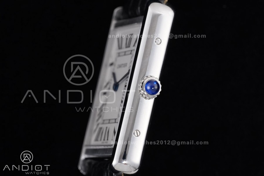Tank Solo Ladies 27.4mm SS AF 1:1 Best Edition White Dial on Black Croco Leather Strap Ronda Quartz