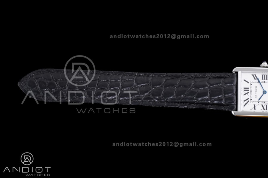 Tank Solo Ladies 27.4mm SS AF 1:1 Best Edition White Dial on Black Croco Leather Strap Ronda Quartz