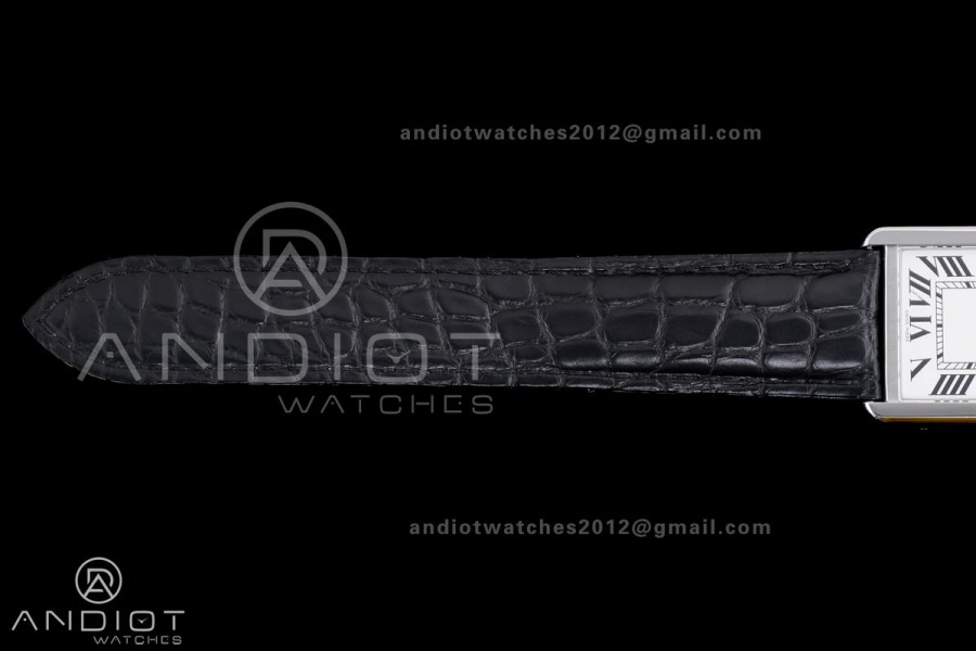 Tank Solo Ladies 27.4mm SS AF 1:1 Best Edition White Dial on Black Croco Leather Strap Ronda Quartz