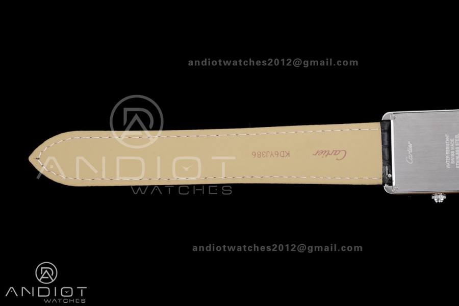 Tank Solo Ladies 27.4mm SS AF 1:1 Best Edition White Dial on Black Croco Leather Strap Ronda Quartz