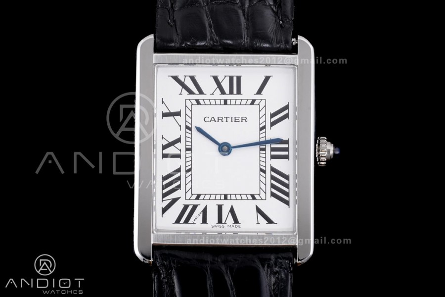Tank Solo Ladies 27.4mm SS AF 1:1 Best Edition White Dial on Black Croco Leather Strap Ronda Quartz