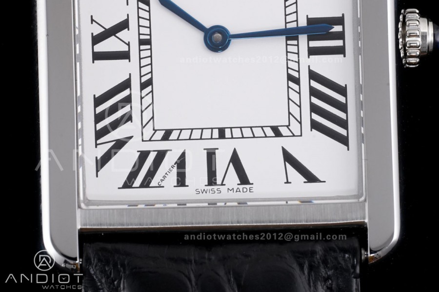 Tank Solo Ladies 27.4mm SS AF 1:1 Best Edition White Dial on Black Croco Leather Strap Ronda Quartz