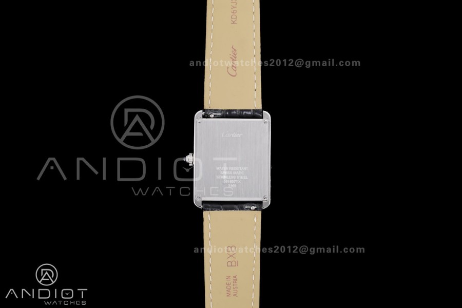 Tank Solo Ladies 27.4mm SS AF 1:1 Best Edition White Dial on Black Croco Leather Strap Ronda Quartz