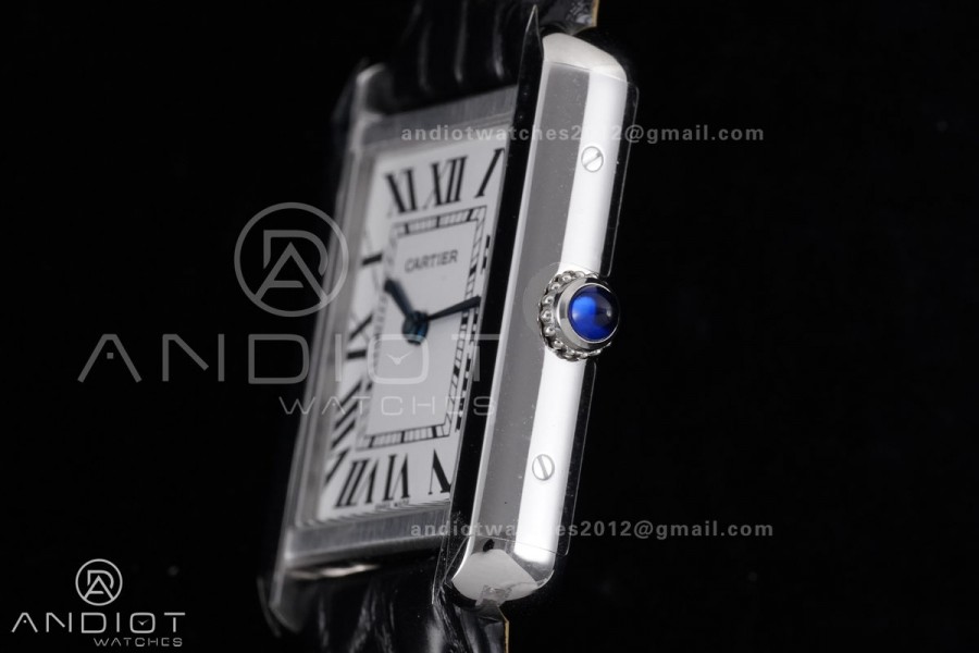 Tank Solo Ladies 24.4mm SS AF 1:1 Best Edition White Dial on Black Croco Leather Strap Ronda Quartz