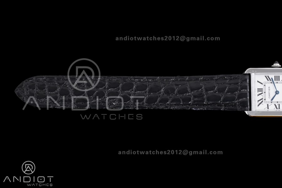 Tank Solo Ladies 24.4mm SS AF 1:1 Best Edition White Dial on Black Croco Leather Strap Ronda Quartz