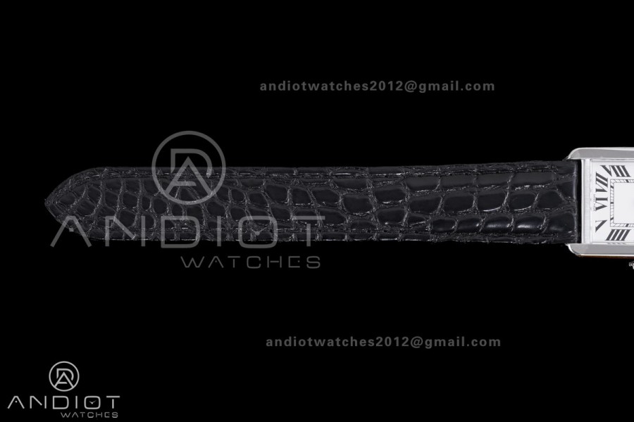 Tank Solo Ladies 24.4mm SS AF 1:1 Best Edition White Dial on Black Croco Leather Strap Ronda Quartz