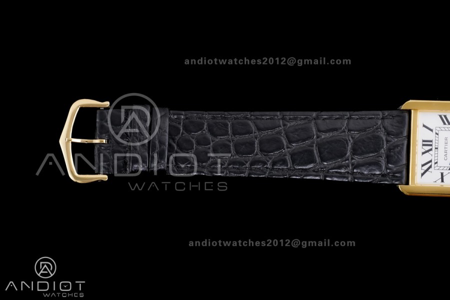 Tank Solo Ladies 27.4mm YG AF 1:1 Best Edition White Dial on Black Croco Leather Strap Ronda Quartz