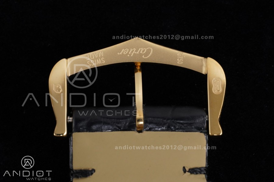 Tank Solo Ladies 27.4mm YG AF 1:1 Best Edition White Dial on Black Croco Leather Strap Ronda Quartz