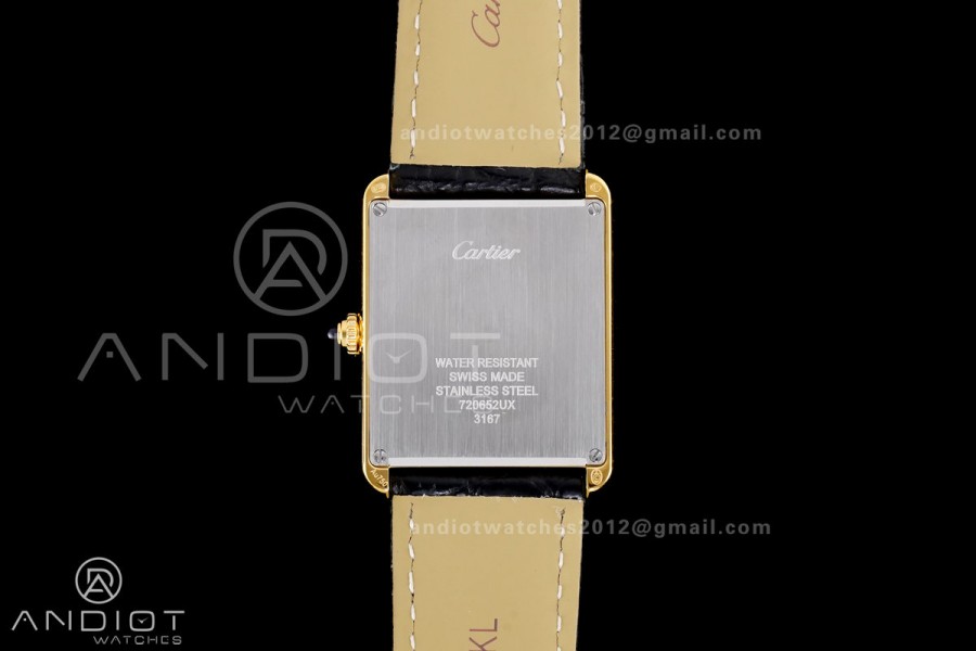 Tank Solo Ladies 27.4mm YG AF 1:1 Best Edition White Dial on Black Croco Leather Strap Ronda Quartz