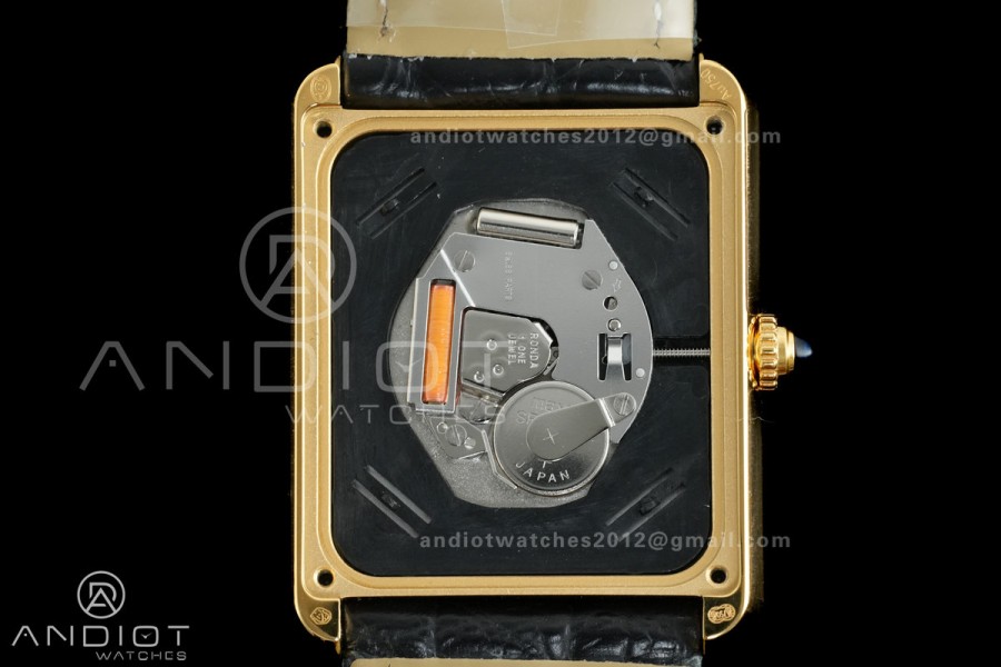 Tank Solo Ladies 27.4mm YG AF 1:1 Best Edition White Dial on Black Croco Leather Strap Ronda Quartz