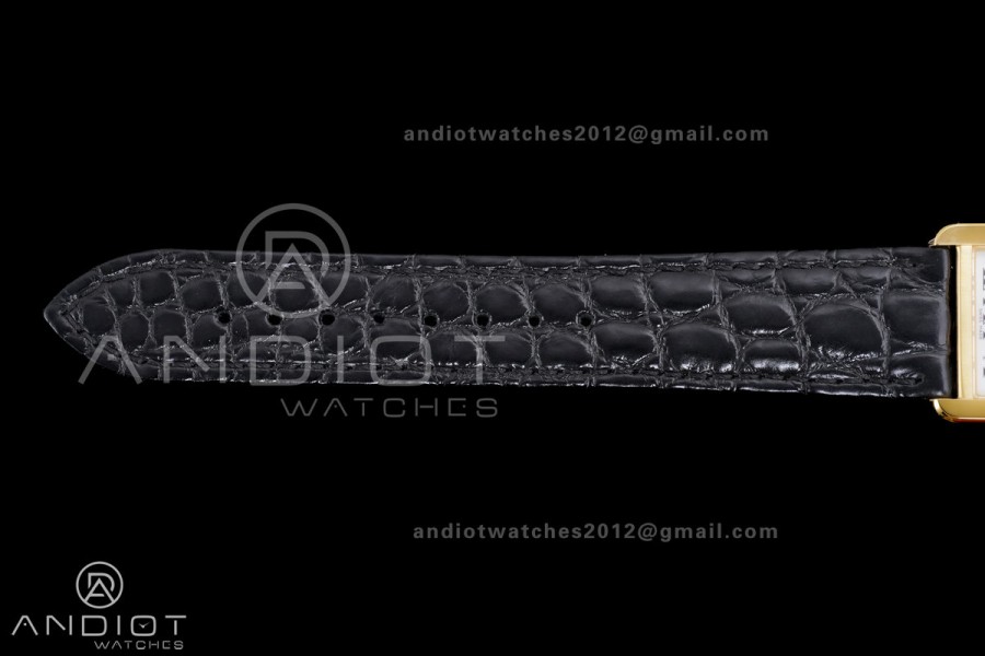 Tank Solo Ladies 24.4mm YG AF 1:1 Best Edition White Dial on Black Croco Leather Strap Ronda Quartz