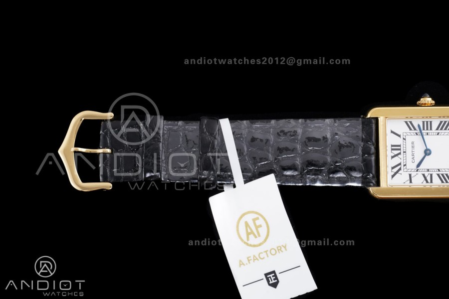 Tank Solo Ladies 24.4mm YG AF 1:1 Best Edition White Dial on Black Croco Leather Strap Ronda Quartz