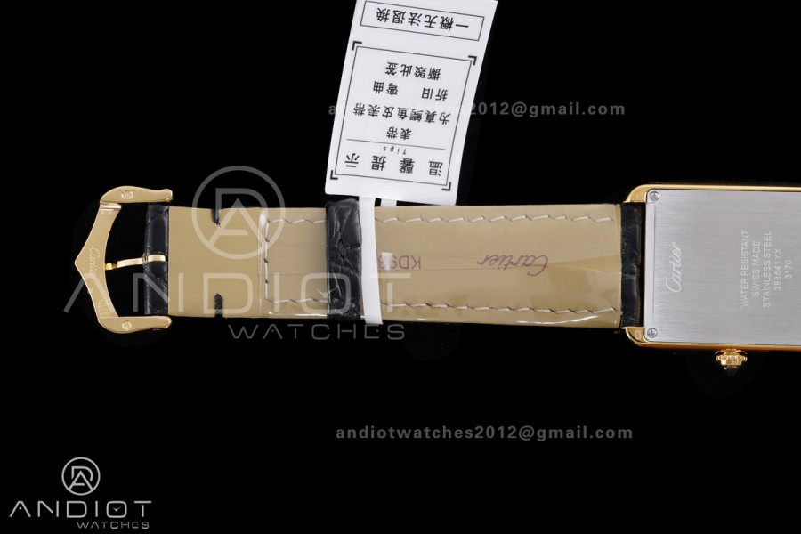Tank Solo Ladies 24.4mm YG AF 1:1 Best Edition White Dial on Black Croco Leather Strap Ronda Quartz