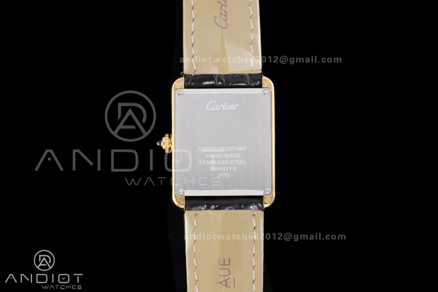 Tank Solo Ladies 24.4mm YG AF 1:1 Best Edition White Dial on Black Croco Leather Strap Ronda Quartz
