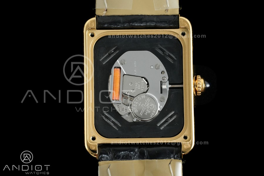 Tank Solo Ladies 24.4mm YG AF 1:1 Best Edition White Dial on Black Croco Leather Strap Ronda Quartz
