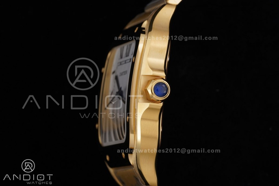 Santos de Cartier 40mm BVF 1:1 Best Edition YG White Dial on YG Smart-Links Bracelet MIYOTA 9019
