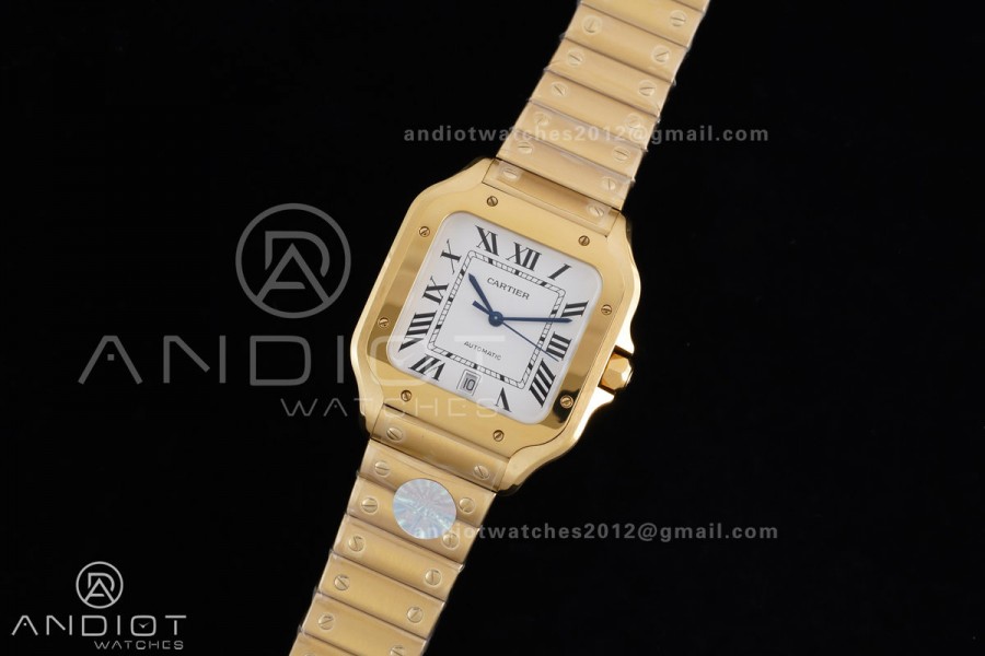 Santos de Cartier 40mm BVF 1:1 Best Edition YG White Dial on YG Smart-Links Bracelet MIYOTA 9019
