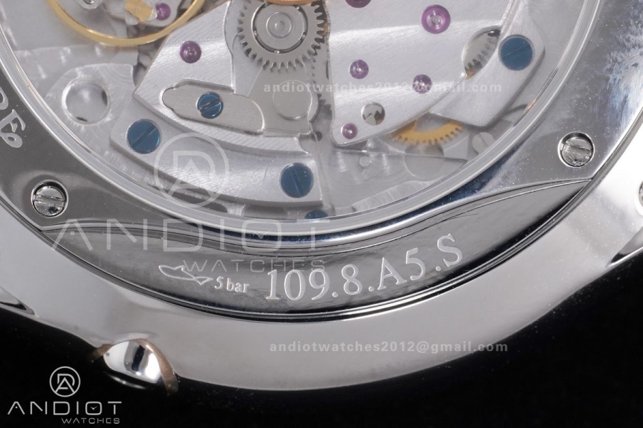 Master Ultra Thin Moon SS APSF 1:1 Best Edition Black Dial on Black Leather Strap SA925 Super Clone