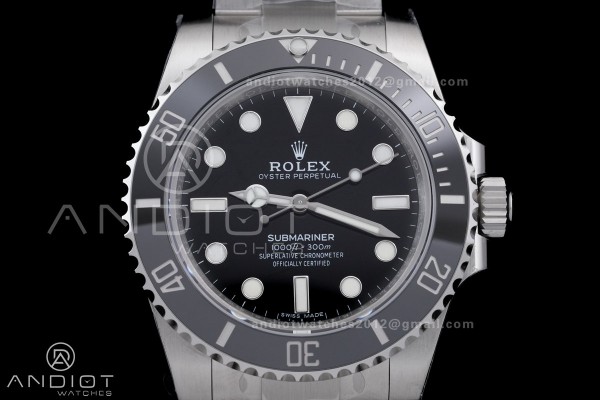 Submariner 114060 No Date Black Ceramic 904L Steel...