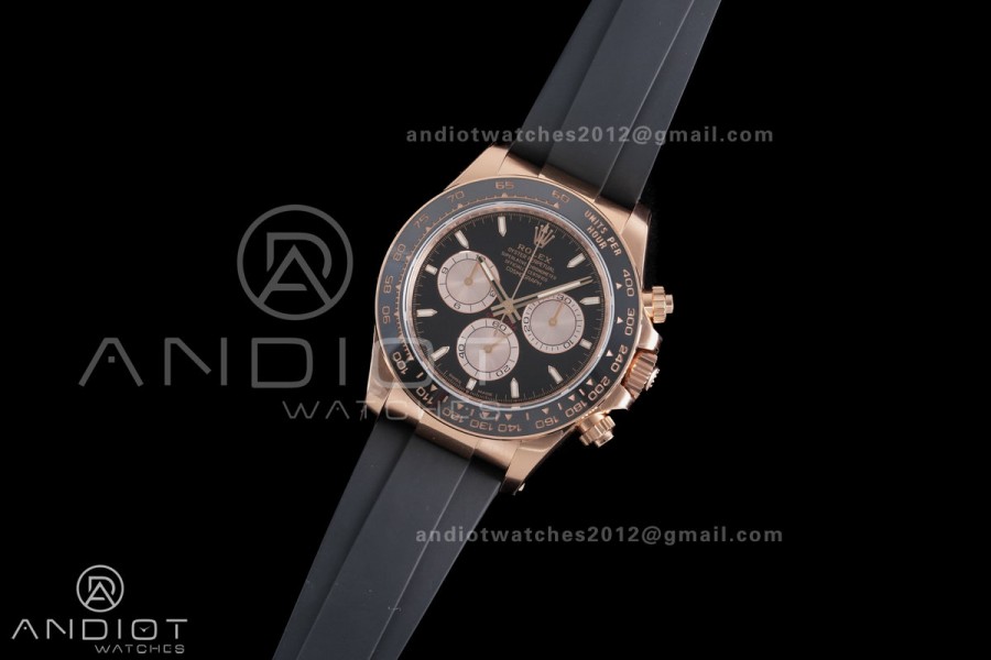 Daytona 126515 Gain Weight VSF 1:1 Best Edition Black Dial RG Sub-dial Stick Marker On Oyster-flex Strap DD4131
