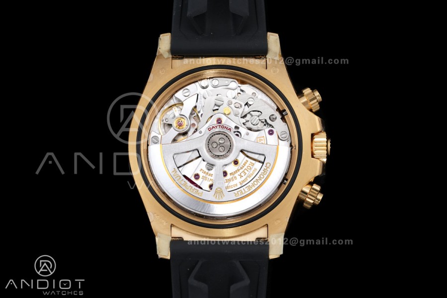 Daytona 126518 Gain Weight VSF 1:1 Best Edition Black Dial Gold Rim Black Sub-dial Stick Marker on Oyster-flex Strap DD4131