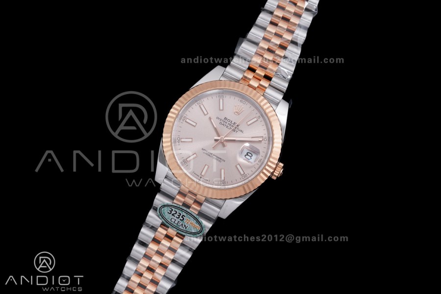 DateJust 41 126331 Clean 1:1 Best Edition 904L Steel Champagne Dial on SS/RG Jubilee Bracelet SH3235