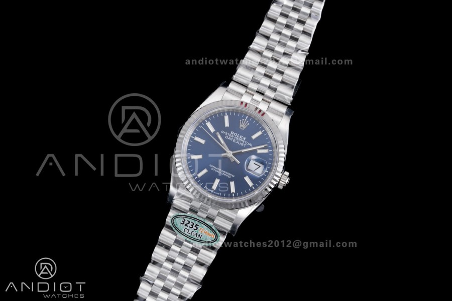 DateJust 36 126234 Clean 1:1 Best Edition 904L Steel Blue Stick Dial on Jubilee Bracelet SH3235