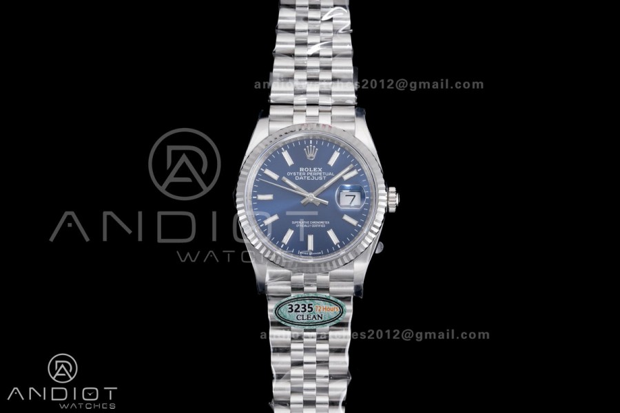DateJust 36 126234 Clean 1:1 Best Edition 904L Steel Blue Stick Dial on Jubilee Bracelet SH3235