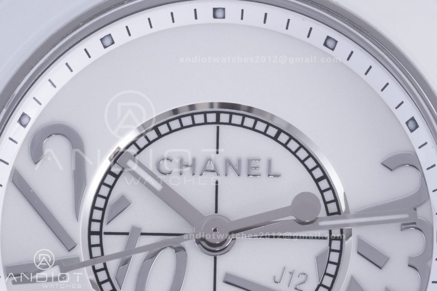 J12 33mm HTF 1:1 Best Edition White Korea Ceramic White Numeral Dial on Bracelet Swiss Quartz