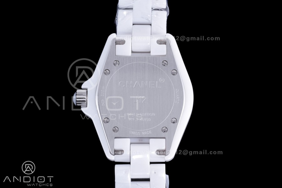 J12 33mm HTF 1:1 Best Edition White Korea Ceramic White Numeral Dial on Bracelet Swiss Quartz