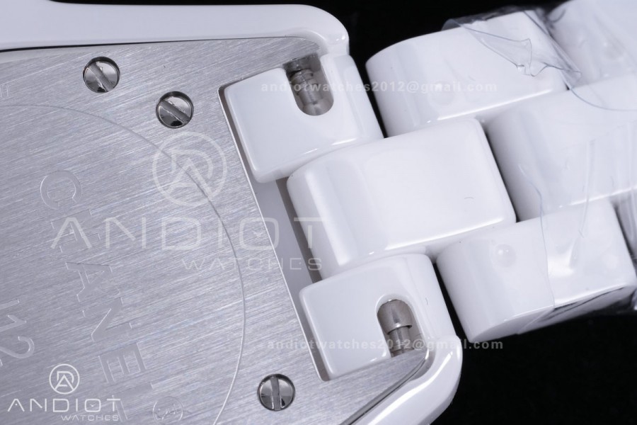 J12 33mm HTF 1:1 Best Edition White Korea Ceramic White Dial Diamond Markers on Bracelet Swiss Quartz