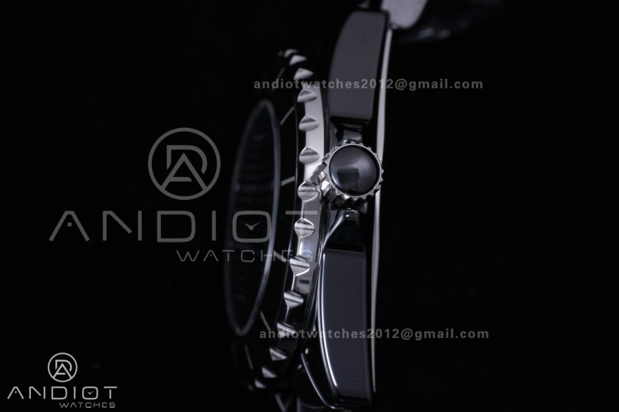 J12 33mm HTF 1:1 Best Edition Black Korea Ceramic Black Dial Grey Markers on Bracelet Swiss Quartz