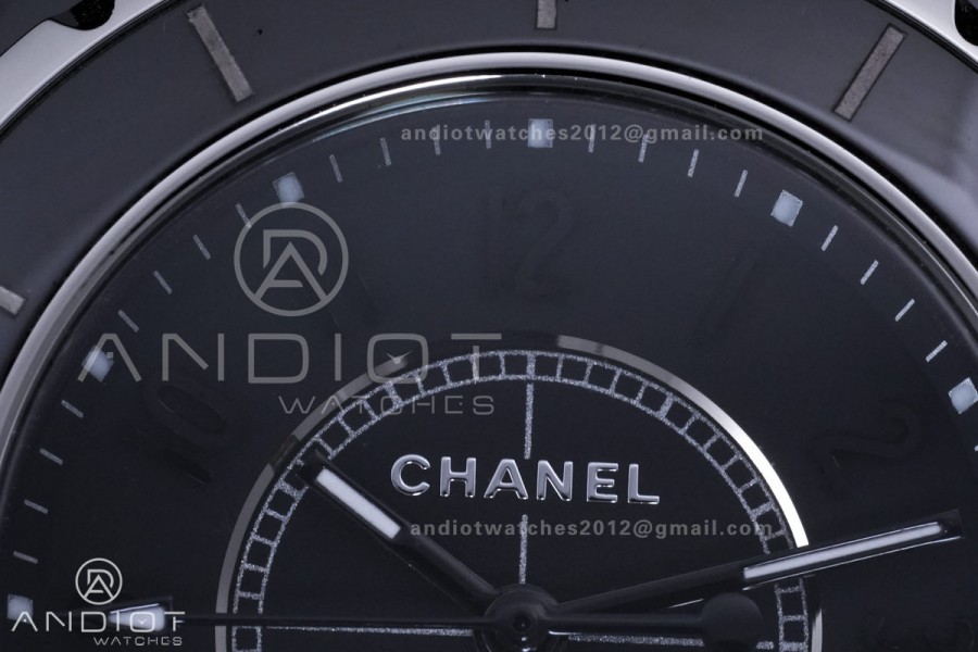J12 33mm HTF 1:1 Best Edition Black Korea Ceramic Black Dial Grey Markers on Bracelet Swiss Quartz