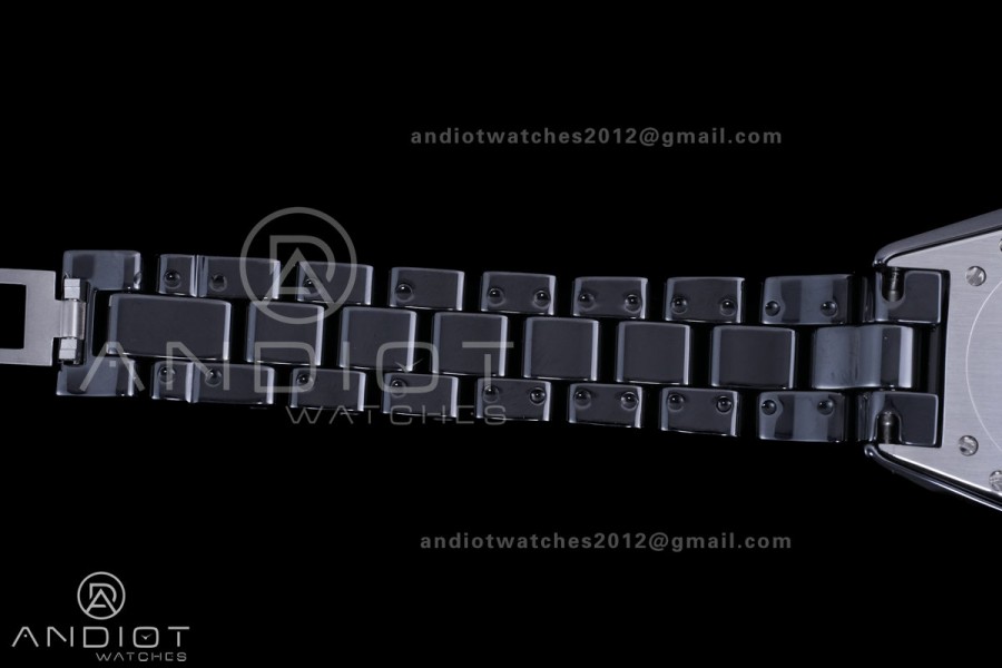 J12 33mm HTF 1:1 Best Edition Black Korea Ceramic Black Dial White Markers on Bracelet Swiss Quartz