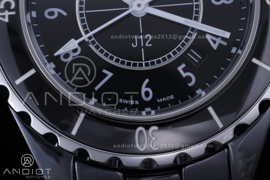 J12 33mm HTF 1:1 Best Edition Black Korea Ceramic Black Dial White Markers on Bracelet Swiss Quartz