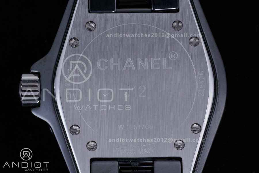 J12 33mm HTF 1:1 Best Edition Black Korea Ceramic Black Dial White Markers on Bracelet Swiss Quartz