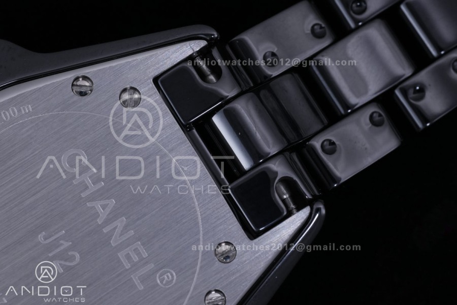 J12 33mm HTF 1:1 Best Edition Black Korea Ceramic Black Dial White Markers on Bracelet Swiss Quartz