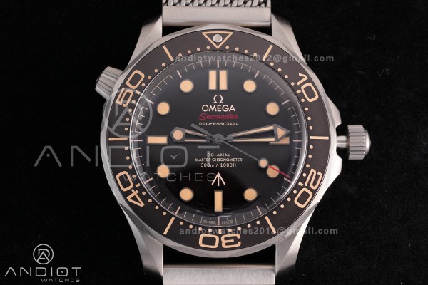 Seamaster 300 "No Time to Die" Limited Edition VSF NTTD 1:1 Best Edition on Titanium Mesh Bracelet SA8806 Super Clone V7
