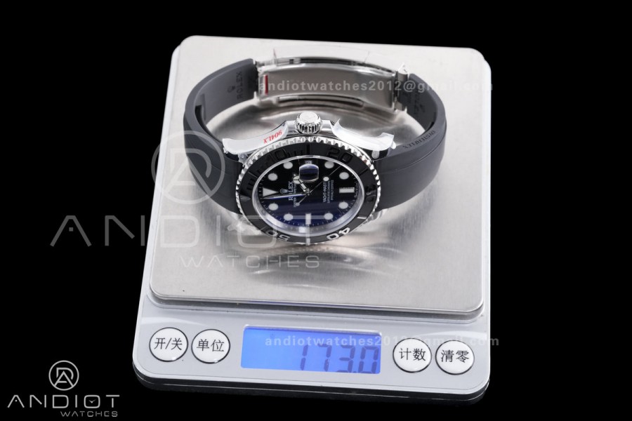 Yacht-Master 42mm 226659 SS QF 1:1 Best Edition 3D Black Ceramic Bezel on Oysterflex Strap SH3235 (Weighted)