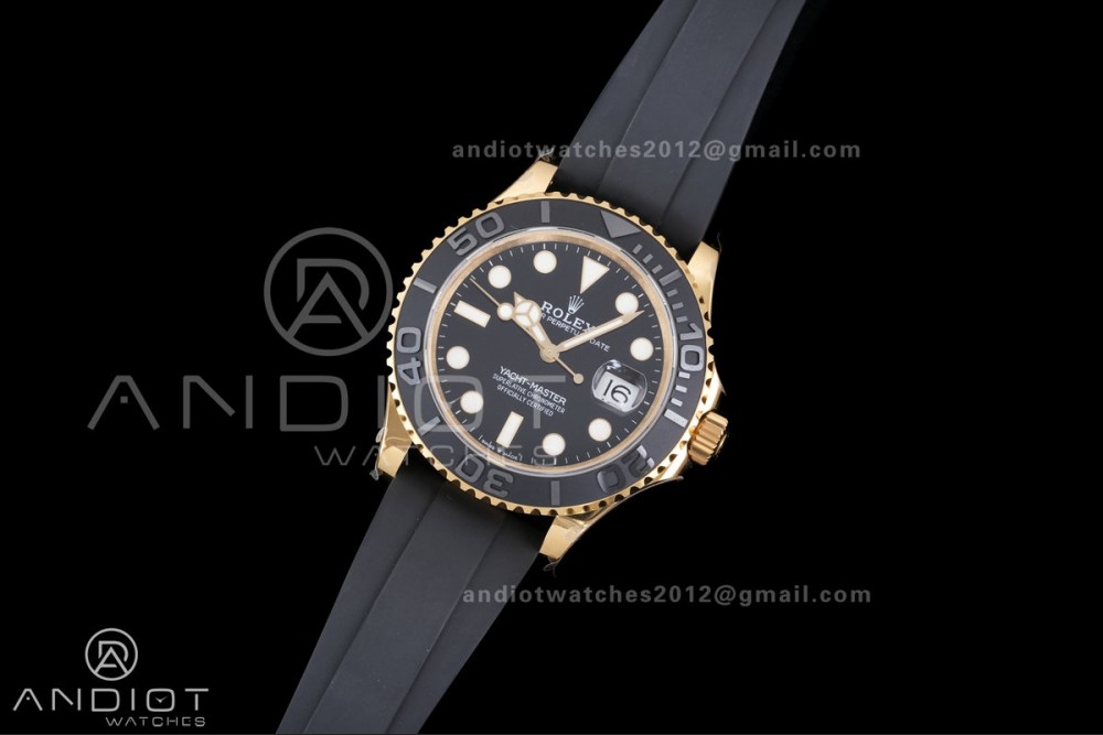 Yacht-Master 42mm 226658 YG QF 1:1 Best Edition 3D Black Ceramic Bezel on Oysterflex Strap SH3235 (Weighted)